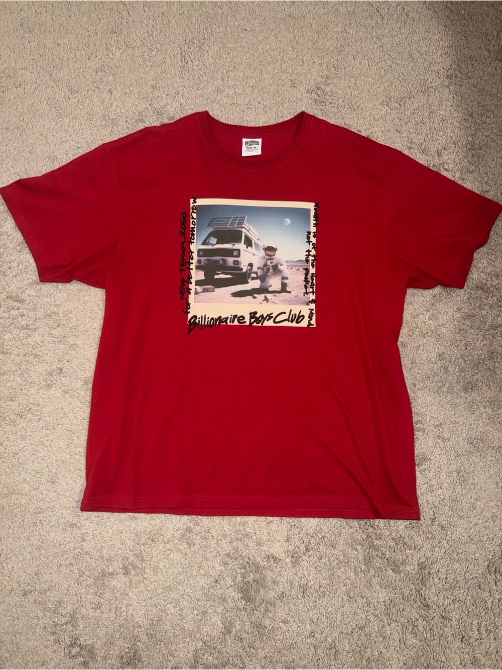 Billionaire Boys Club Red Crewneck Tee with Logo Tag